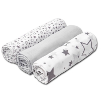 Set 3 paturici muselina soft 78x78 cm Kidizi All Grey, 100% bumbac