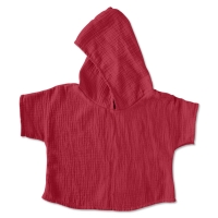 Bluza din muselina cu maneca scurta si gluga Kidizi Aris chilli