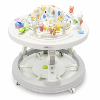 Centru de activitati transformabil in premergator Kidizi Orbit Activity Seat gri pentru bebelusi – panou rotativ 360°, reglabil pe inaltime si pliabil