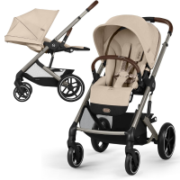 Carucior pentru nou nascut Cybex Balios S Lux Almond Beige, maner rotunjit