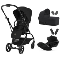 Set carucior 3 in 1 Cybex Eezy S Twist+ 2 Magic Black, include landou cu adaptori, scoica auto Cloud G si adaptori auto