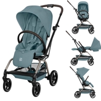 Carucior rotativ 360 pentru nou nascut Cybex Eezy S Twist+ 2 Stormy Blue, cadru taupe, recomandat pana la 22kg