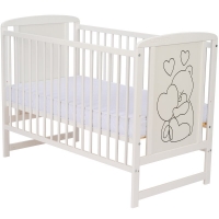 Qmini- Patut din lemn Timmi Heart 120x60 cm Alb