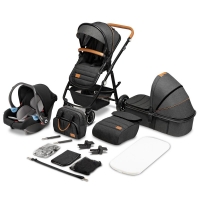 Carucior compact Amber 3 in 1 Lionleo, include scoica auto, Gri Grafit