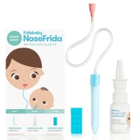 Kit aspirator nazal 3 in 1 FridaBaby cu spray apa de mare si 10 filtre igienice, fara BPA si ftalati, recomandat de pediatri