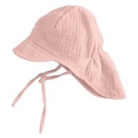 Sapca pentru copii  din muselina cu cozoroc si protectie gat Kidizi Maitre Ash Pink 3-18 luni