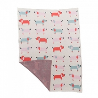 Paturica din bumbac organic cu doua fete 80x100 cm Niu Puppy