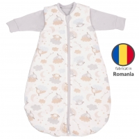 Sac de dormit pentru toate anotimpurile 0-6 luni Kidizi On a Cloud Pastel, model 2 in 1, grosime intre 0.5-1.5 tog