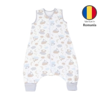 Sac de dormit copii cu picioare din bumbac flausat 6-18 luni Kidizi On a Cloud Pastel,1 tog, model ajustabil, mansete transformabile in sosete