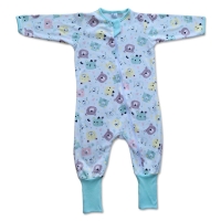 Salopeta pijama bebe cu fermoar si botosei manseta Kidizi Hello Bear