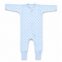 Salopeta pijama bebe cu fermoar si botosei manseta Kidizi White Grey Stars