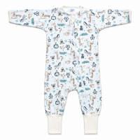 Salopeta pijama bebe cu fermoar si botosei manseta Kidizi Safari