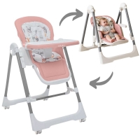 Scaun de masa bebelusi multifunctional 2 in 1 Kidizi Swingy roz, transformabil in leagan bebe