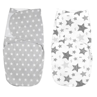 Set 2 sisteme de infasat duble cu interior din flanel 0-3 luni Kidizi All Grey Stars