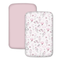 Set 2 cearceafuri din bumbac cu elastic roata pentru patut cosleeper 90x50 cm Kidizi, Fairy Clouds