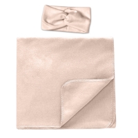 Set paturica si bentita din bumbac pentru nou-nascut Kidizi, Light Peach