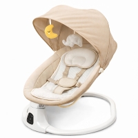 Leagan electric bebelusi 0-12 luni Kidizi Velara bej, spatar reglabil, salteluta si pernuta detasabile, dimensiune generoasa, melodii si sunete, telecomanda, Bluetooth, alimentare priza si baterii