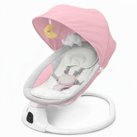 Leagan electric bebelusi 0-12 luni Kidizi Velara roz, spatar reglabil, salteluta si pernuta detasabile, dimensiune generoasa, melodii si sunete, telecomanda, Bluetooth, alimentare priza si baterii