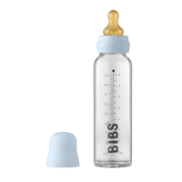 Set complet biberon din sticla anticolici 225 ml, BIBS  Baby Blue