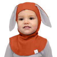 Cagula copii reglabila cu urechiuse din bumbac certificat, Kidizi Bunny Orange