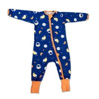Salopeta pijama bebe cu fermoar si botosei manseta Kidizi Space Cats marime 12-18 luni, 86 cm