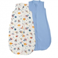 Set 2 saci de dormit de vara pentru copii din muselina dubla 3-18 Kidizi Space, 0.3 tog