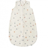 Sac de dormit de vara pentru copii din muselina dubla 0-6 luni Kidizi Color Hearts bumbac 100%, 0.3 tog