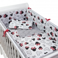 Set lenjerie matlasata 5 piese Kidizi Minnie, include perna, plapumioara, aparatoare si cearceaf