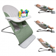 Balansoar pentru bebelusi Kidizi Rumi verde cu 3 pozitii de inclinare – tavita si jucarie detasabile, utilizare de la nastere