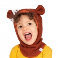Cagula copii din lana fleece dublata cu bumbac certificat, Kidizi Teddy Terracotta 3-4 ani, model ajustabil
