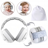 Casti antifonice bebelusi si copii 0-4 ani, model transformabil 2 in 1 Kidizi Grey, testat EN71