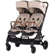 Carucior gemeni Chipolino Twinity Tiramisu, 0-4 ani, pliere automata, 22 kg/sezut, cadru aluminiu