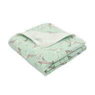 Paturica bebe din bumbac flausat moale si pufos pe interior 85x85 cm Kidizi Giraffe