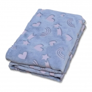 Paturica bebe pufoasa si fosforescenta Kidizi Hearts and Rainbows 100x75 cm