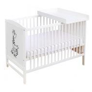 Patut din lemn masiv 120x60 cm Bria alb, masuta infasat din lemn inclusa, reglabil pe 3 nivele, certificat EN71