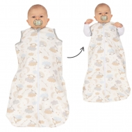 Sac de dormit copii multifunctional cu sistem infasat incorporat din bumbac flausat 0-6 luni Kidizi SnuggleNest On a Cloud Pastel, 1 tog