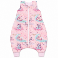 Sac de dormit copii cu picioare copii Kidizi Pink Moon Unicorn 18-36 luni , 1 TOG, mansete transformabile in sosete