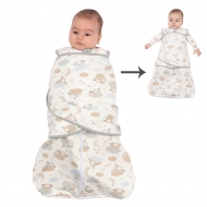 Sac de dormit bebelusi cu sistem de infasare din bumbac flausat Kidizi On a Cloud Pastel, 0-6 luni, 1 tog