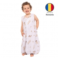 Sac de dormit cu picioare de vara din muselina 18-36 luni Kidizi Birdy, 0.5 tog