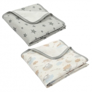 Set 2 paturici din bumbac flausat moale si pufos pe interior 85x85 cm Kidizi On a Cloud Grey