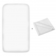 Set cearceaf bumbac cu elastic roata 120x60 cm  +  protectie impermeabila pentru saltea din frotir cu elastic pe colt Kidizi