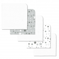 Set 5 paturici din flanel 78x78 cm Kidizi  All Grey Stars, 100% bumbac