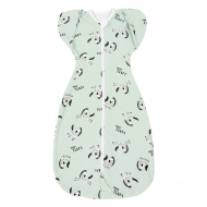 Sistem de infasat transformabil in sac de dormit, 1-6 luni Kidizi Swaddel Confort UP Zebra Mint 100% bumbac, 0.5 tog