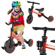 Tricicleta transformabila in bicicleta de echilibru sau cu pedale, model 3 in 1, 1,5-4 ani, rosu