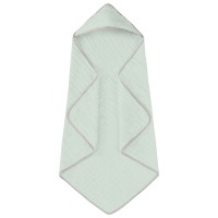 Prosop bebelus cu gluga din muselina patru straturi  80x80 cm Kidizi Light Mint, 100% bumbac delicat si absorbant