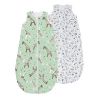 Set 2 saci de dormit copii ajustabili din material flausat 0–18 luni Kidizi Safari Giraffe, 1 tog