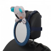Oglinda retrovizoare Olmitos pentru supravegherea bebelusului in masina, cu jucarie de plus Koala Dark Blue atasata, dimensiuni 21.5x31 cm