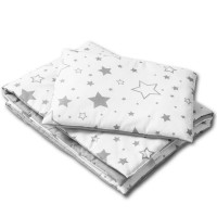 Set perna bebelus si plapumioara 100x75 cm din bumbac Kidizi Galaxy Grey