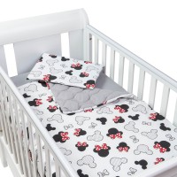 Set lenjerie matlasata 3 piese Kidizi Minnie, include perna, plapumioara si cearceaf