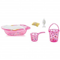 Set cadita de baie cu 6 piese BabyJem Roz